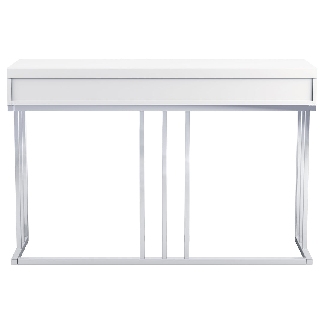 Dalya 2-drawer Rectangular Sofa Table Glossy White and Chrome