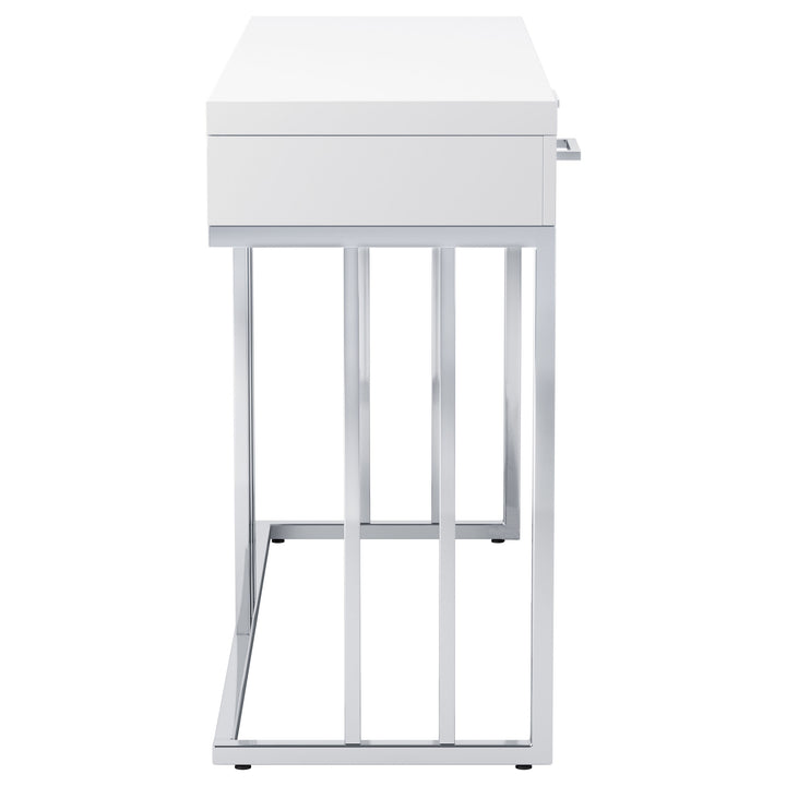 Dalya 2-drawer Rectangular Sofa Table Glossy White and Chrome