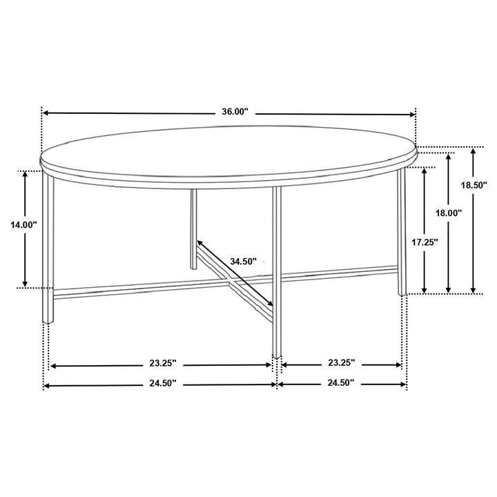 Ellison Round X-cross Coffee Table White and Gold