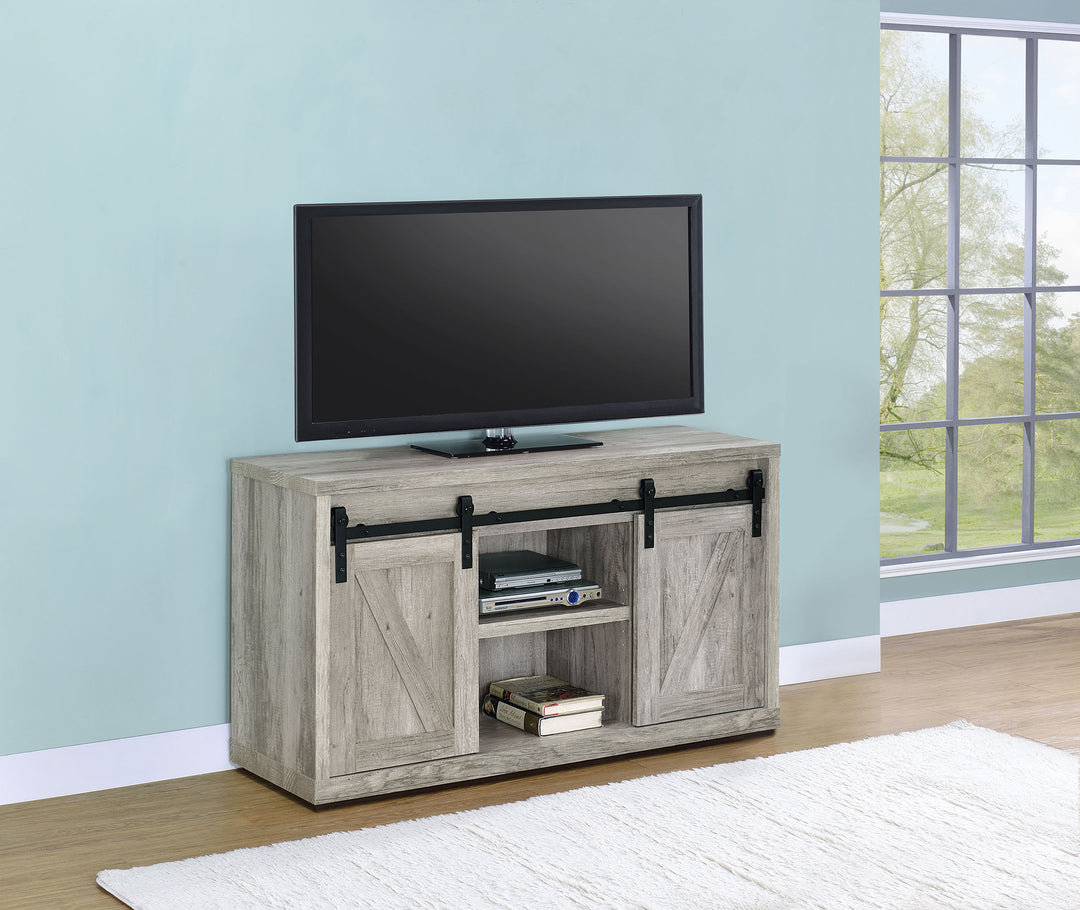 Brockton 48-inch 3-shelf Sliding Doors TV Console Grey Driftwood