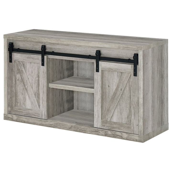 Brockton 48-inch 3-shelf Sliding Doors TV Console Grey Driftwood