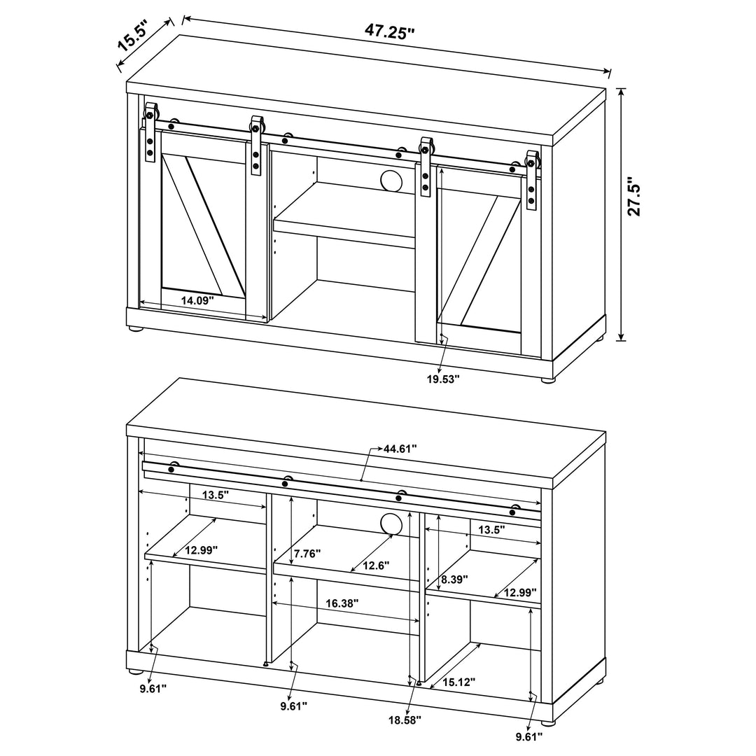 Brockton 48-inch 3-shelf Sliding Doors TV Console Grey Driftwood