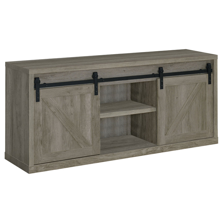 Brockton 59-inch 3-shelf Sliding Doors TV Console Grey Driftwood