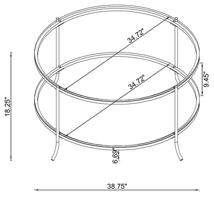 Laurie Glass Top Round Coffee Table Black Nickel and Clear