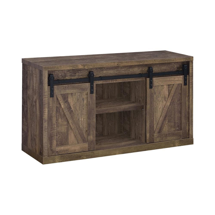 Brockton 48-inch 3-shelf Sliding Doors TV Console Rustic Oak