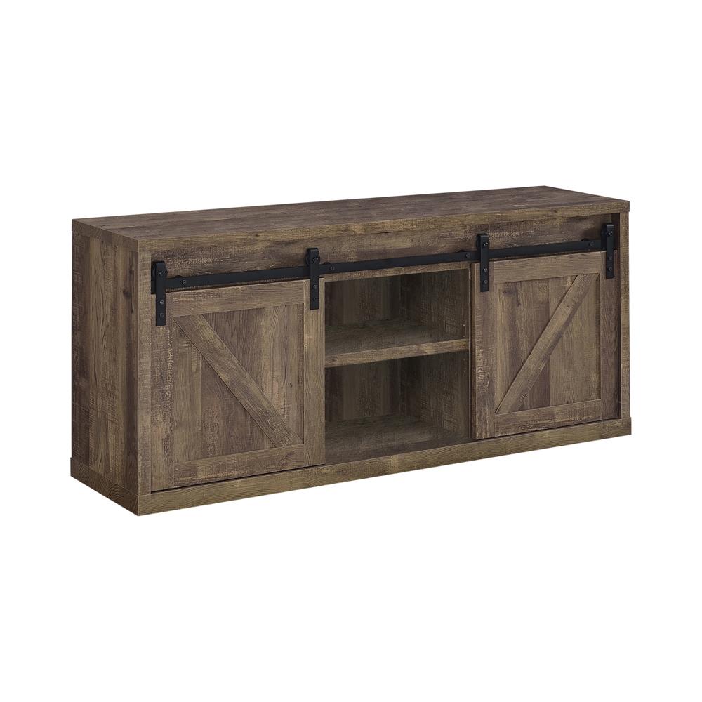 Brockton 59-inch 3-shelf Sliding Doors TV Console Rustic Oak