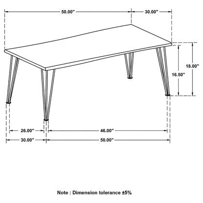 Zander Coffee Table with Hairpin Leg Natural and Matte Black