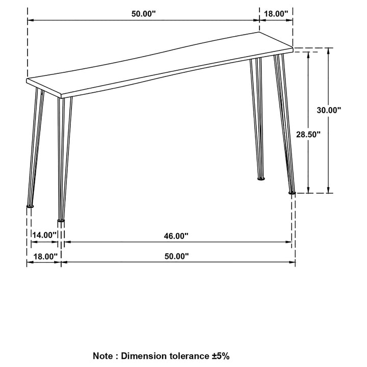 Zander Sofa Table with Hairpin Leg Natural and Matte Black