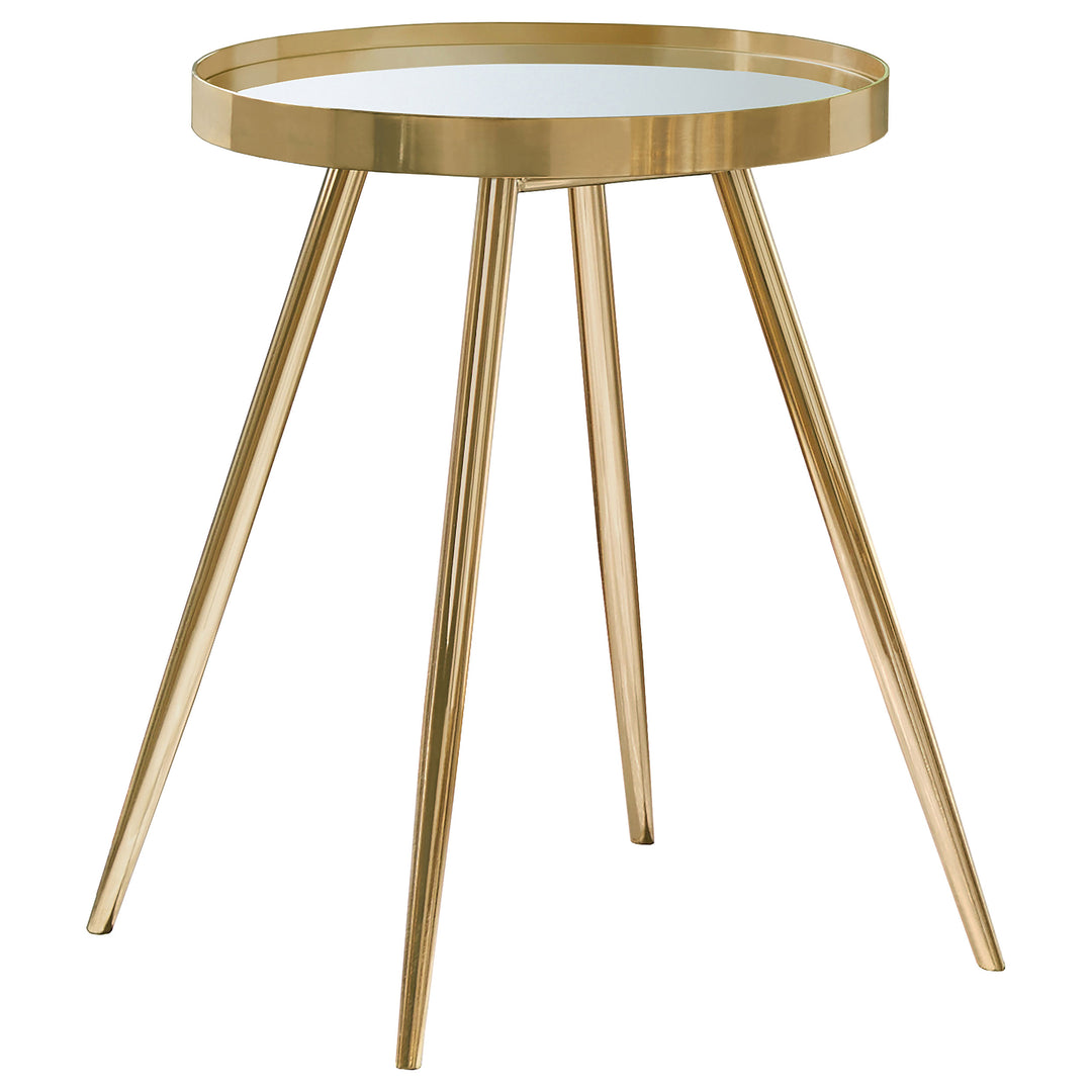 Kaelyn Round Mirror Top End Table Gold