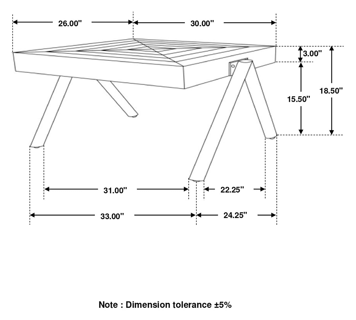 Avery Rectangular Coffee Table with Metal Legs Natural and Black