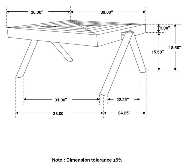 Avery Rectangular Coffee Table with Metal Legs Natural and Black