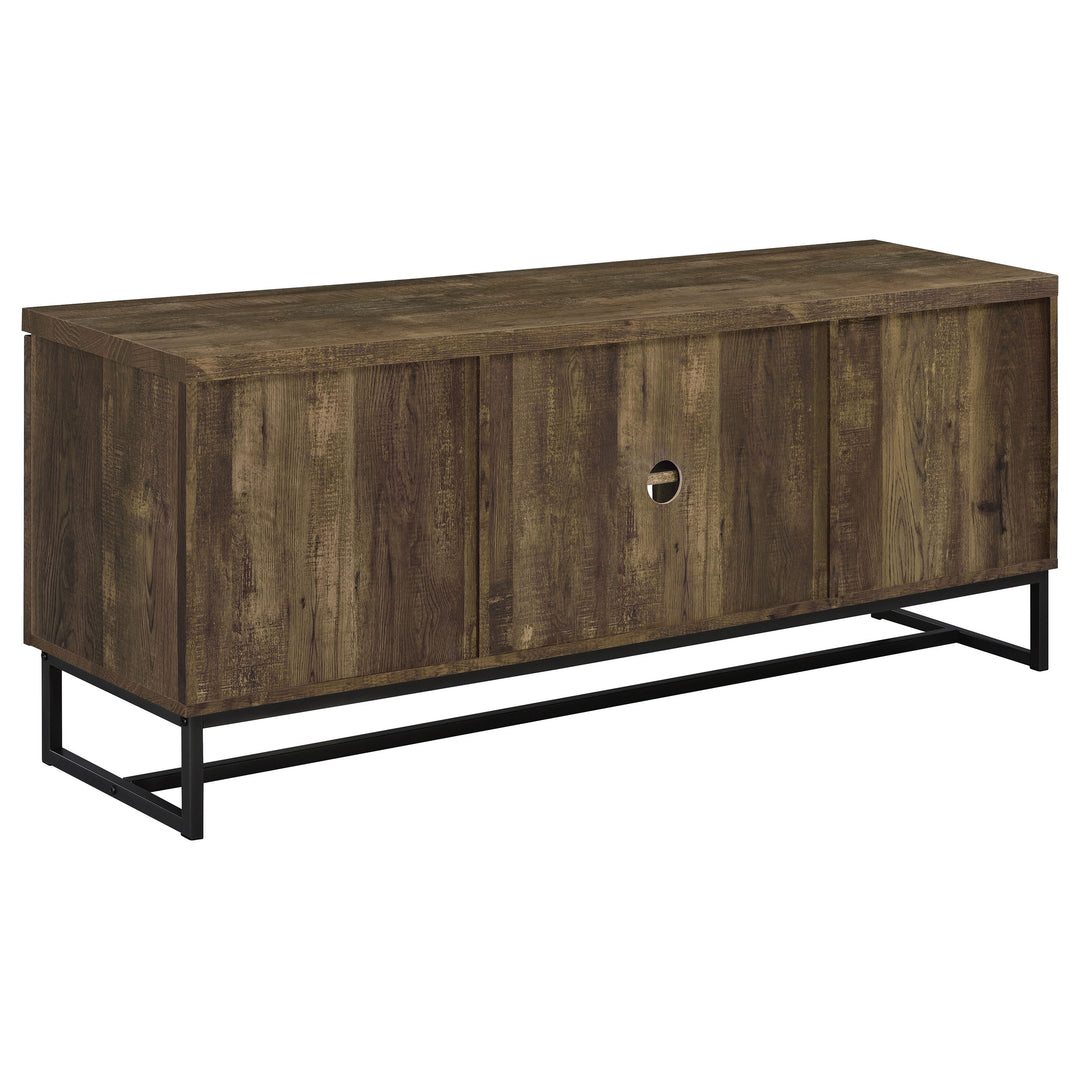 Myles 2-door TV Console with Adjustable Shelves Rustic Oak Herringbone