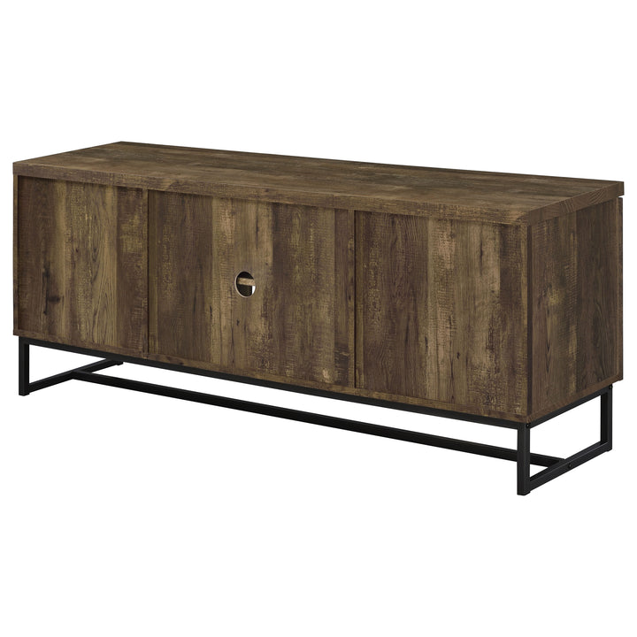 Myles 2-door TV Console with Adjustable Shelves Rustic Oak Herringbone