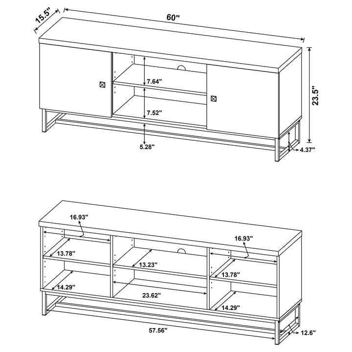 Myles 2-door TV Console with Adjustable Shelves Rustic Oak Herringbone