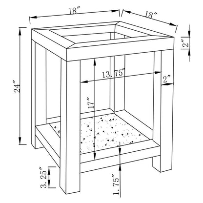 Valentina Square End Table with Glass Top Mirror