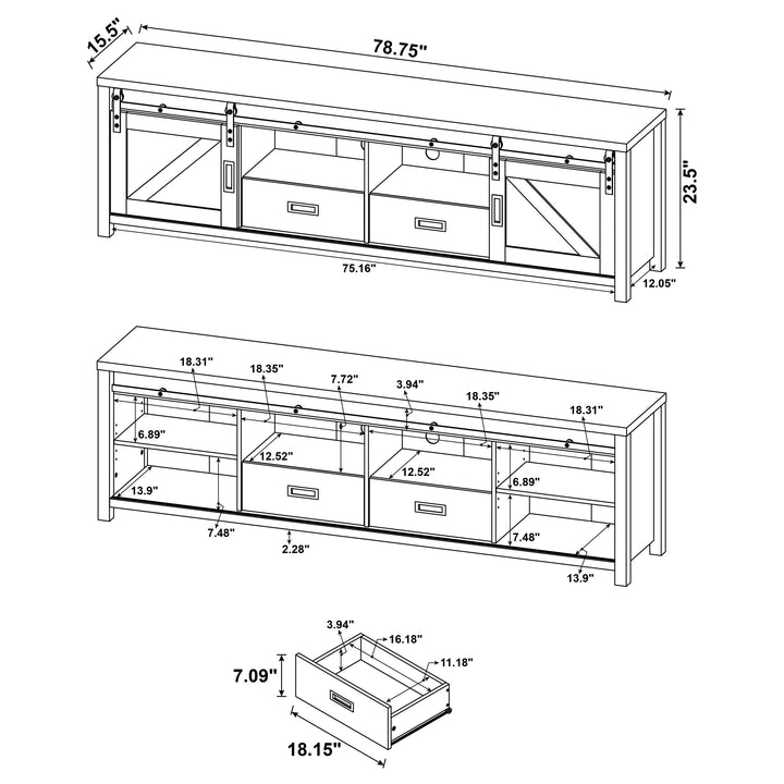 Madra Rectangular TV Console with 2 Sliding Doors