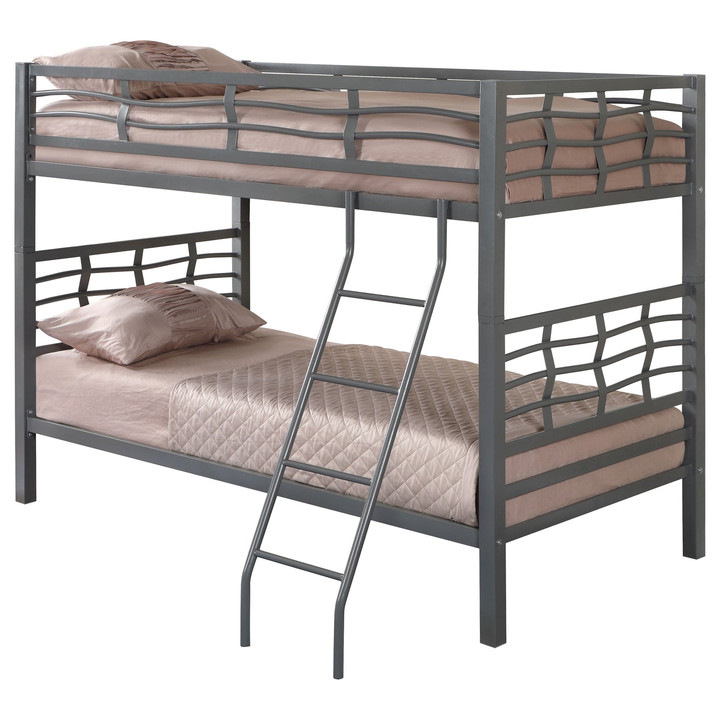 Fairfax Metal Twin Over Twin Bunk Bed Light Gunmetal