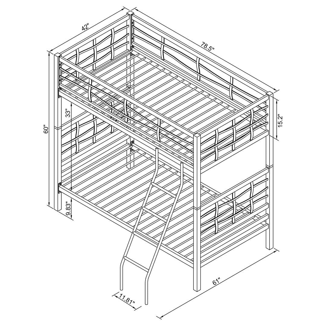 Fairfax Metal Twin Over Twin Bunk Bed Light Gunmetal