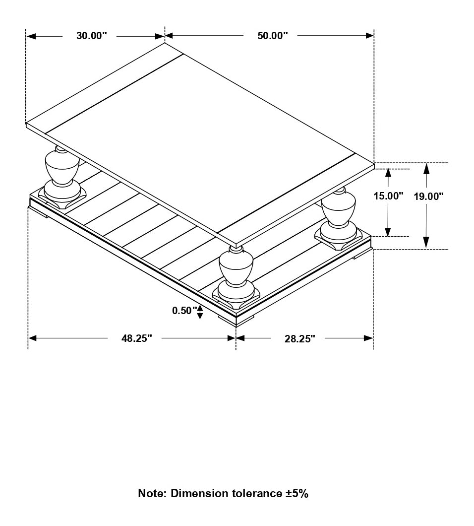 Walden Rectangular Coffee Table with Turned Legs and Floor Shelf Coffee