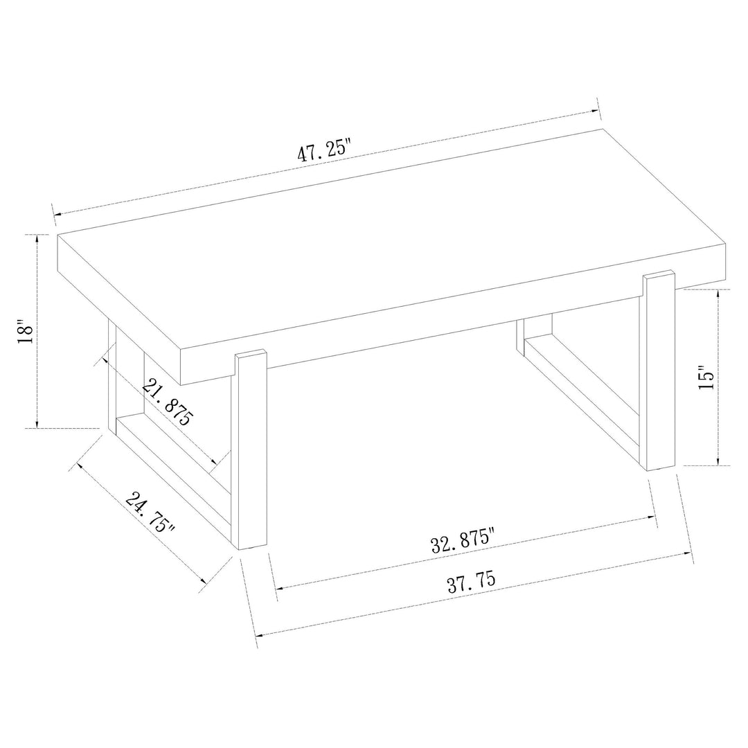 Pala Rectangular Coffee Table with Sled Base White High Gloss and Natural