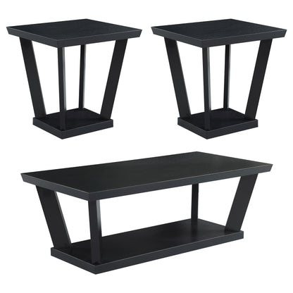 Aminta 3-piece Occasional Set with Open Shelves Black