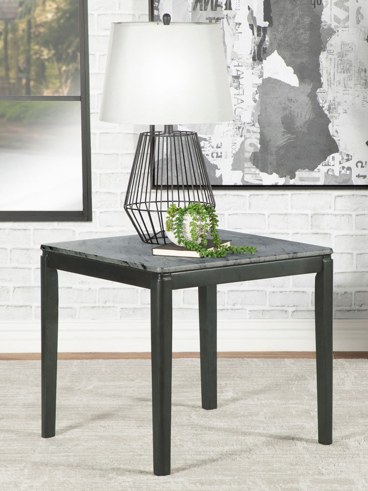 Mozzi Square End Table Faux Grey Marble and Black