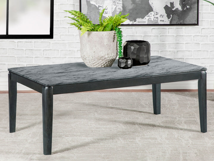 Mozzi Rectangular Coffee Table Faux Grey Marble and Black