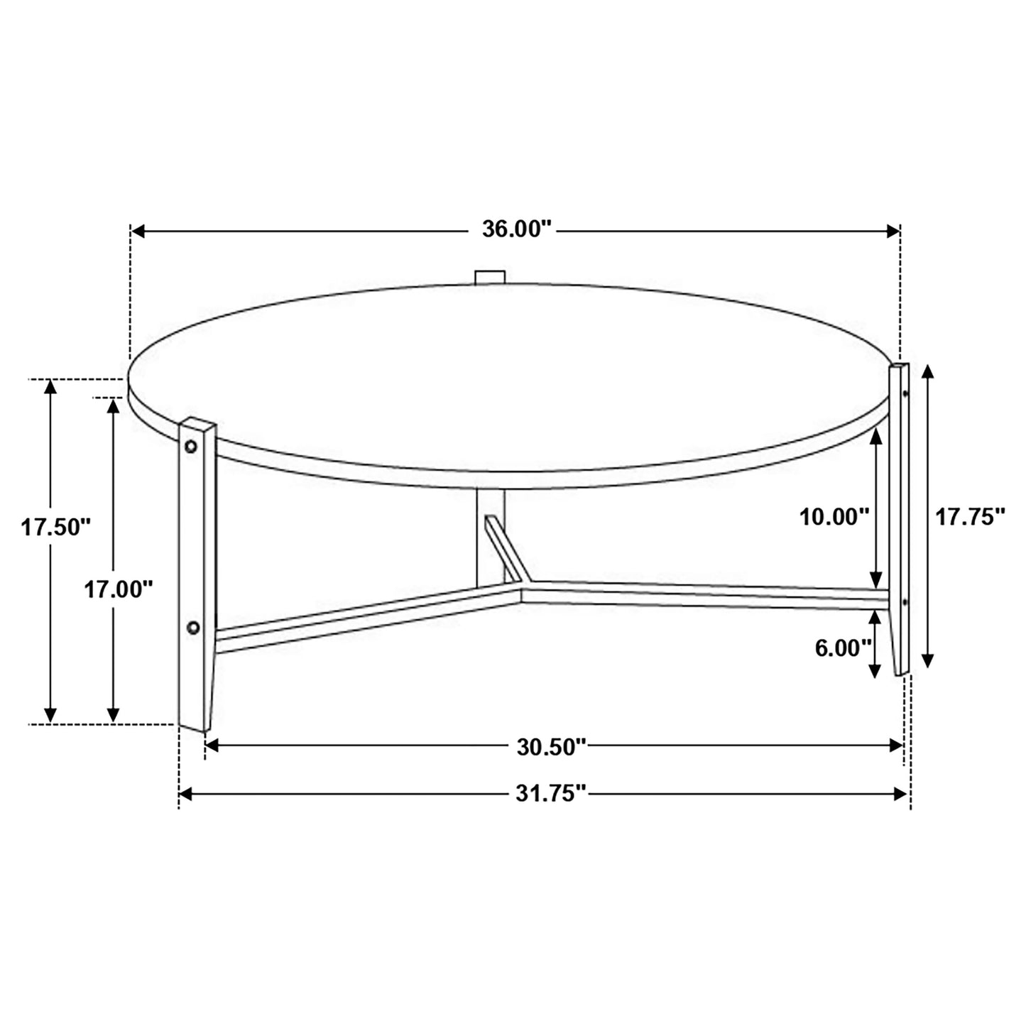 Tandi Round Coffee Table Faux White Marble and Black