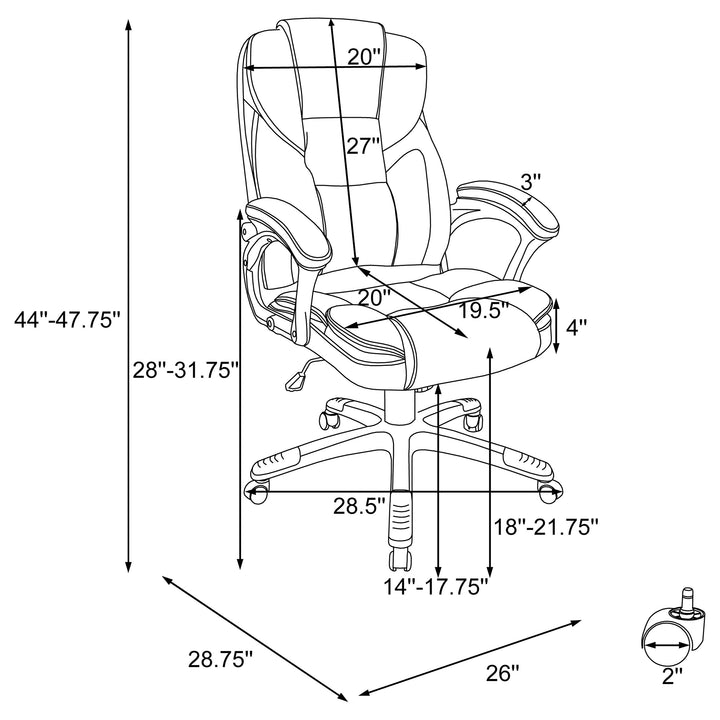 Kaffir Adjustable Height Office Chair Dark Brown and Silver