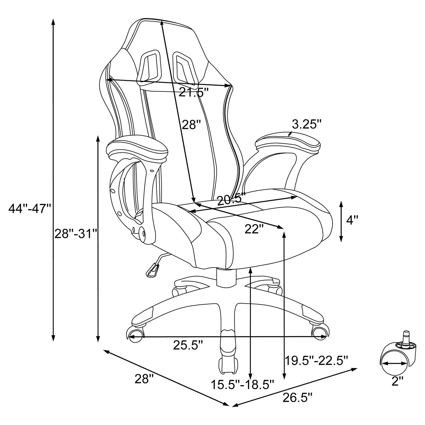 Roger Adjustable Height Office Chair Black and Grey