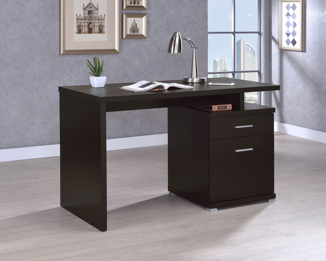 Irving 2-drawer Office Desk with Cabinet Cappuccino