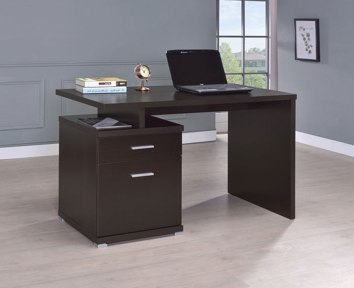 Irving 2-drawer Office Desk with Cabinet Cappuccino