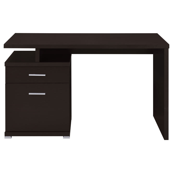 Irving 2-drawer Office Desk with Cabinet Cappuccino