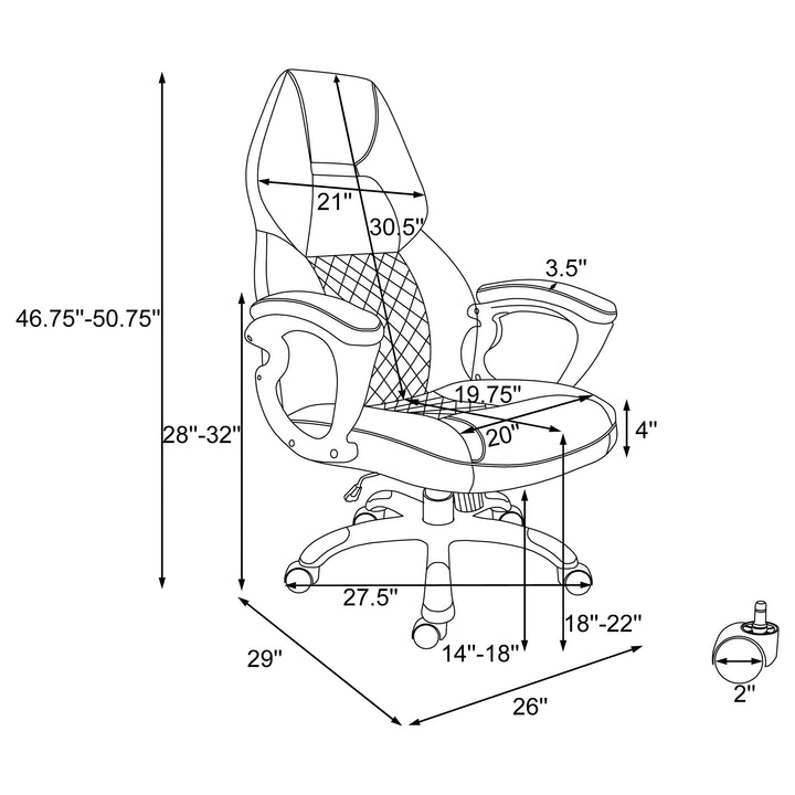 Bruce Adjustable Height Office Chair White and Silver