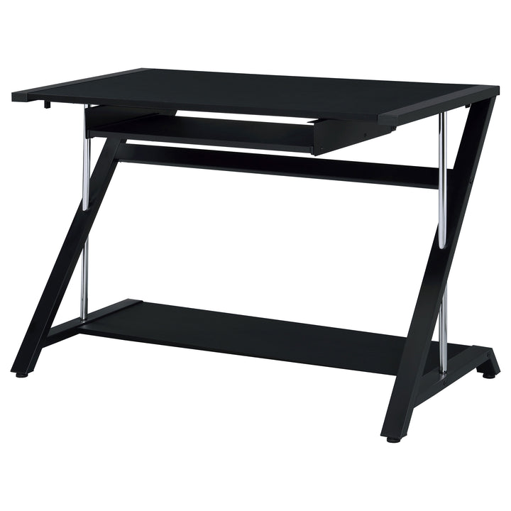 Mallet Computer Desk with Bottom Shelf Black