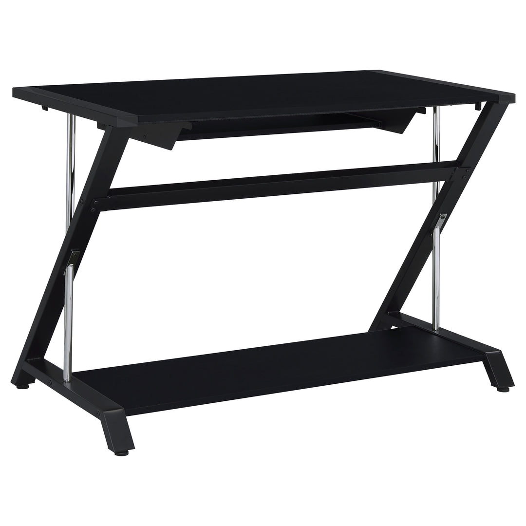 Mallet Computer Desk with Bottom Shelf Black