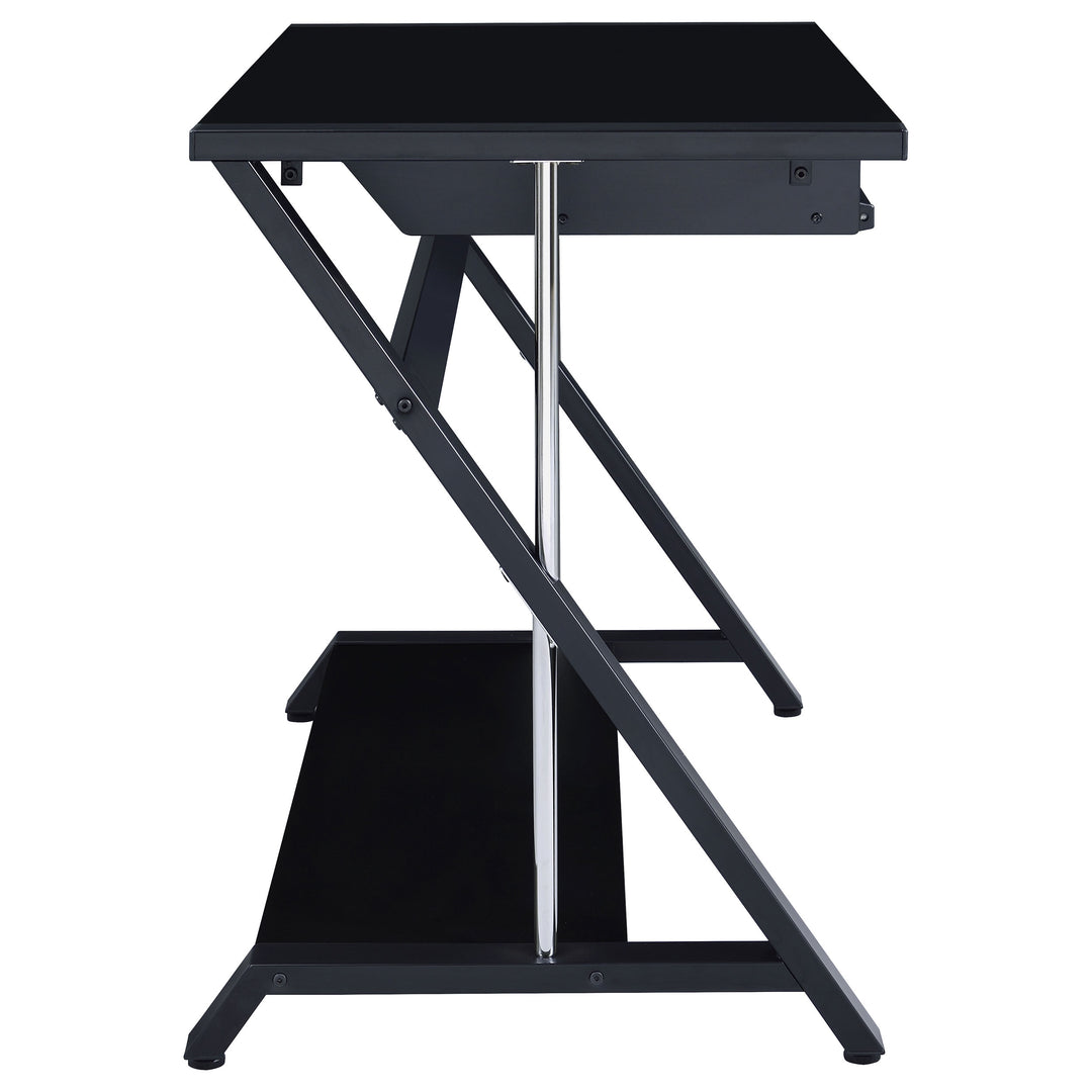 Mallet Computer Desk with Bottom Shelf Black