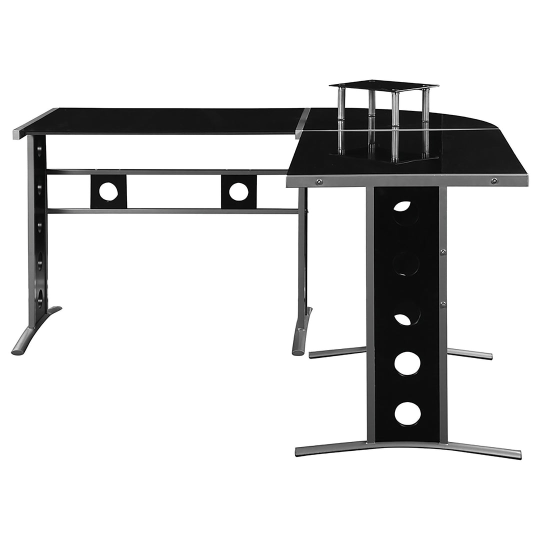 Keizer 3-piece L-shape Office Desk Set Black and Silver