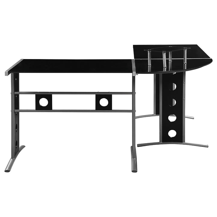 Keizer 3-piece L-shape Office Desk Set Black and Silver