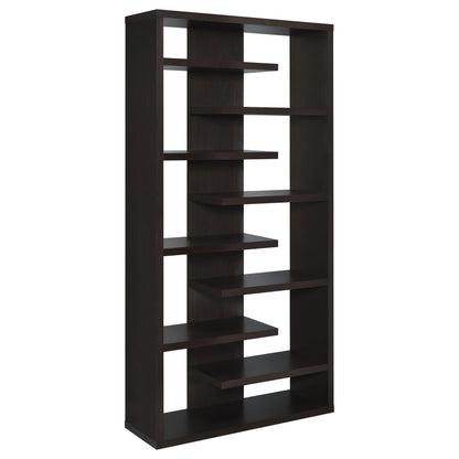 Altmark Bookcase with Staggered Floating Shelves Cappuccino