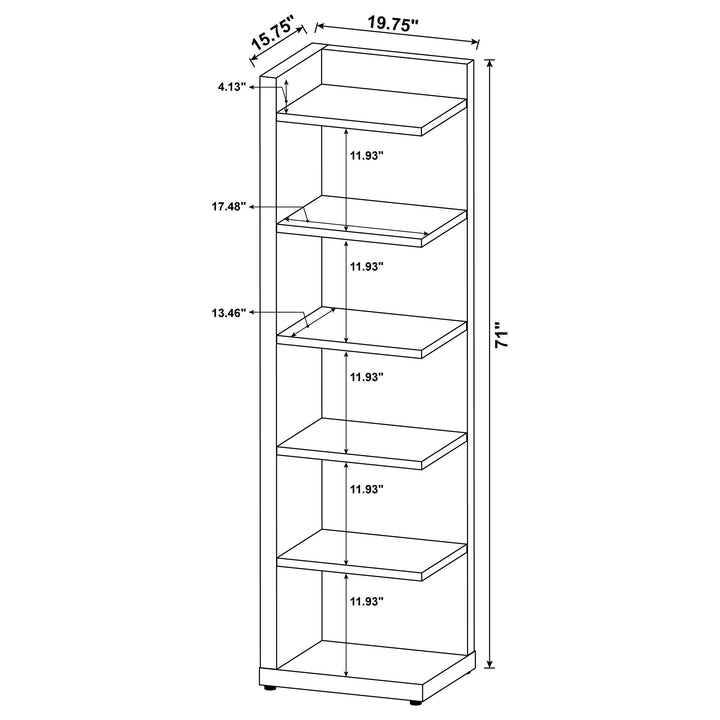 Alder 6-tier Corner Bookcase Cappuccino