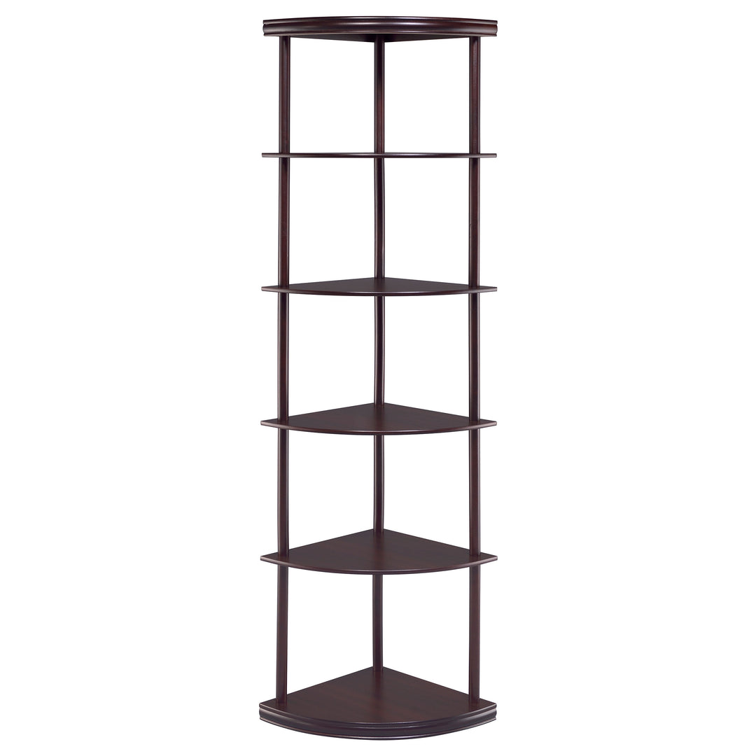 Bonwick 5-shelf Corner Bookshelf Cappuccino