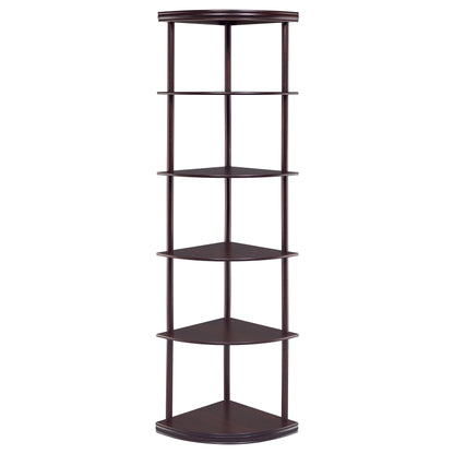 Bonwick 5-shelf Corner Bookshelf Cappuccino