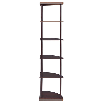 Bonwick 5-shelf Corner Bookshelf Cappuccino