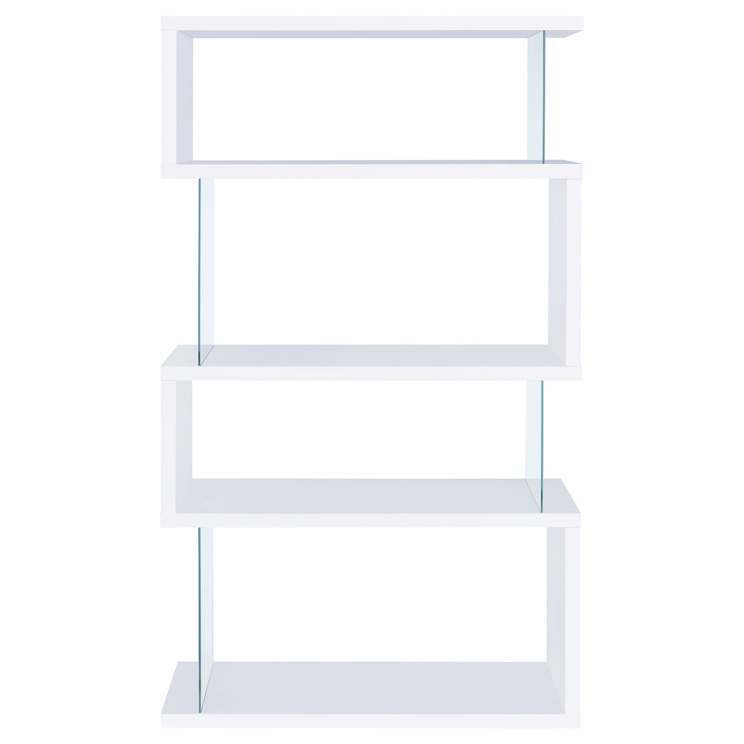 Emelle 4-tier Bookcase White and Clear