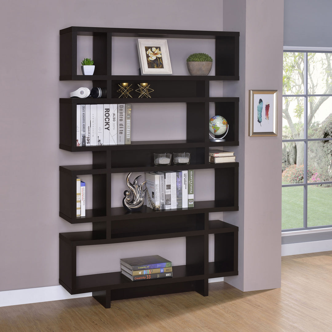 Reid 4-tier Open Back Bookcase Cappuccino