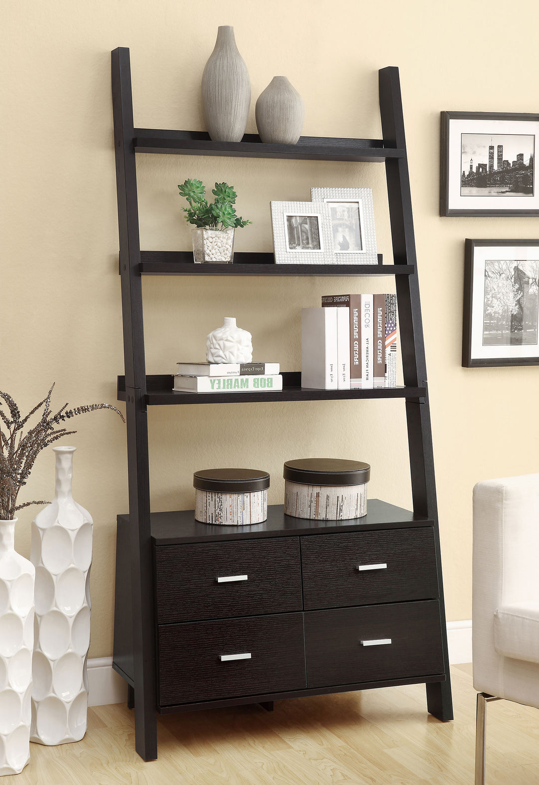 Colella 4-drawer Storage Bookcase Cappuccino