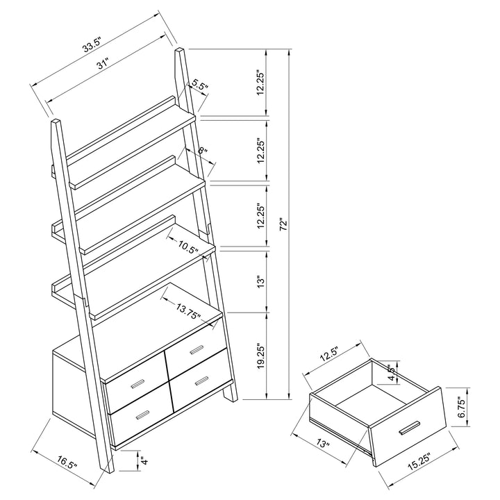 Colella 4-drawer Storage Bookcase Cappuccino