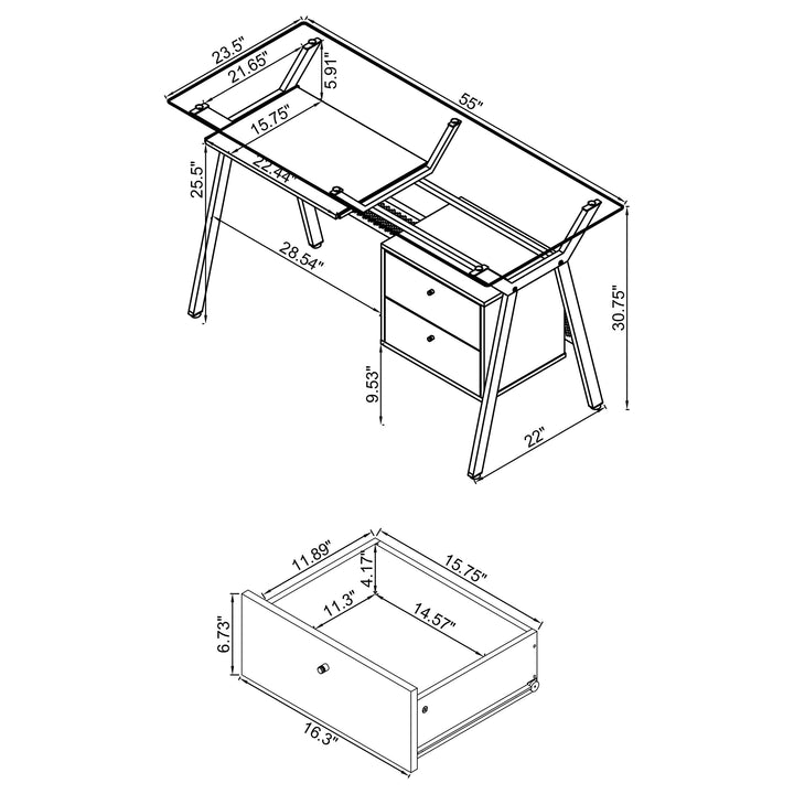 Weaving 2-drawer Computer Desk Black