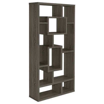 Howie 10-shelf Bookcase Weathered Grey